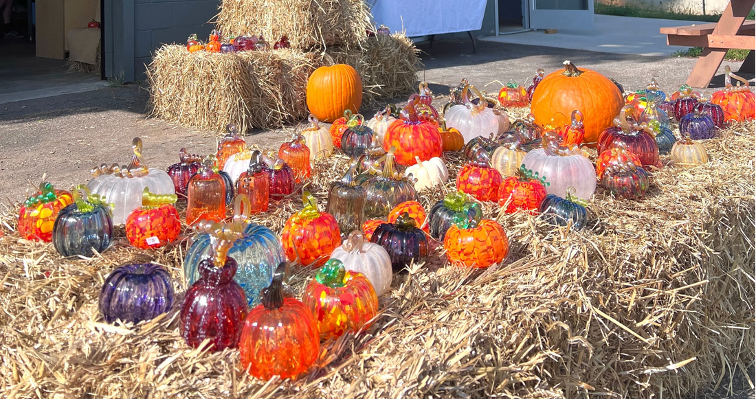 Fall in the river arts district Asheville, glass pumpkin patch activity