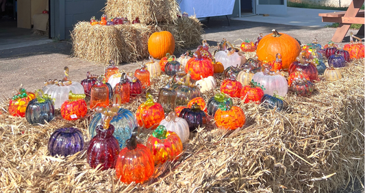 Fall in the river arts district Asheville, glass pumpkin patch activity